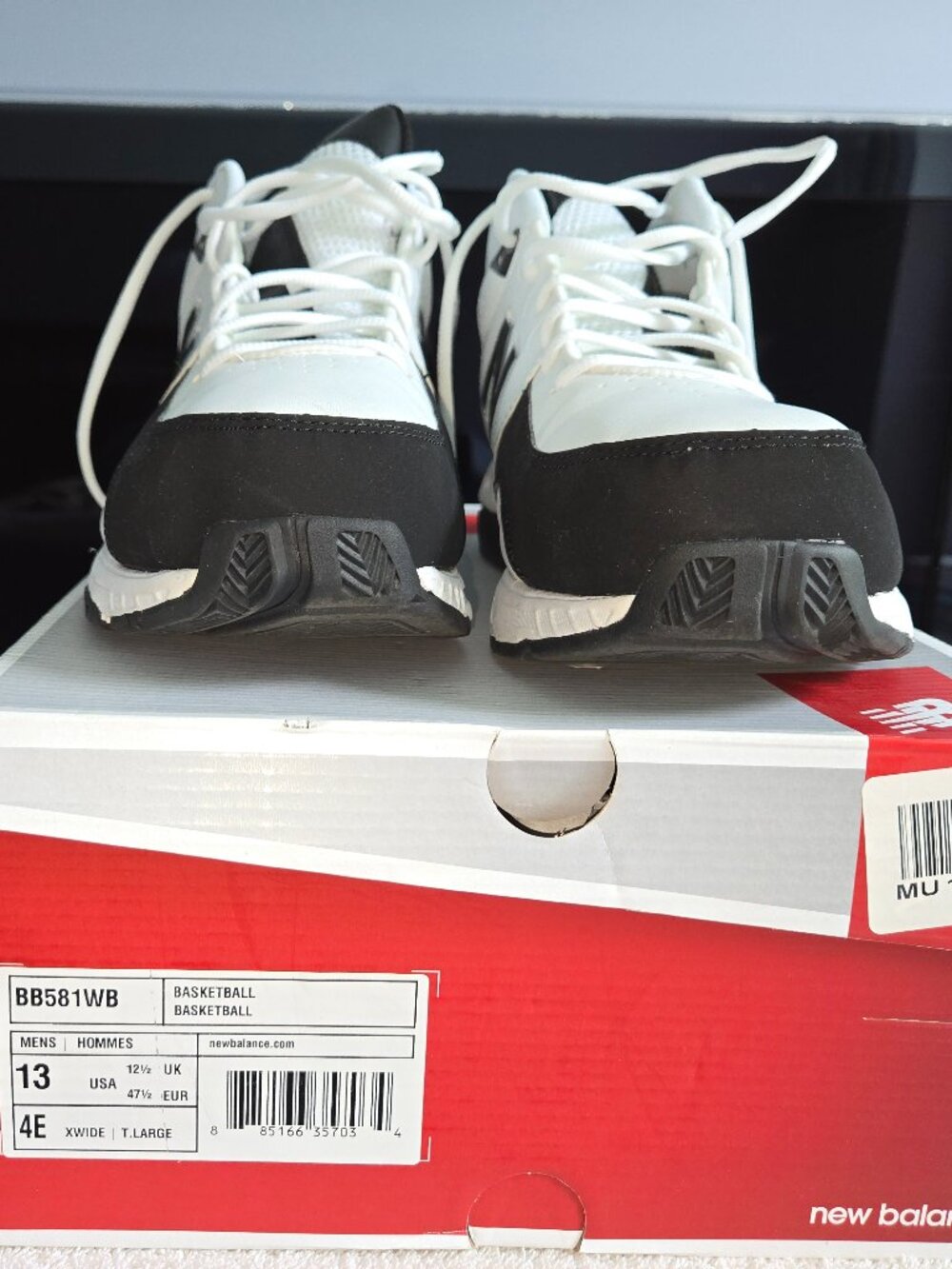 Men's New Balance Basketball Sneaker, Size 13 4E, Brand New, White/Black